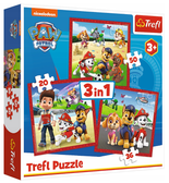 Puzzle 3w1 Wesołe Pieski Psi Patrol Trefl