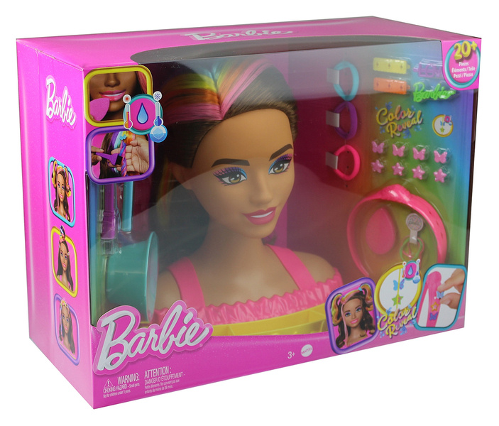 Barbie Głowa do stylizacji Neonowa tęcza HMD80