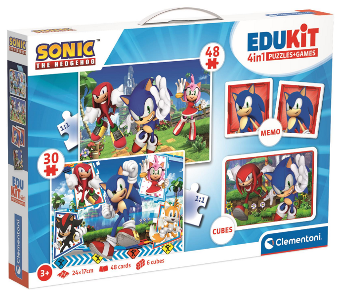 Edukit 4w1 Sonic Puzzle Memo Klocki Clementoni