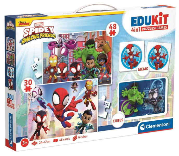 Edukit 4w1 Spidey Puzzle Memo Klocki Clementoni