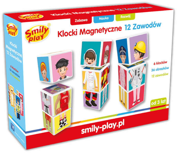 Klocki magnetyczne 12 zawodów Smily Play