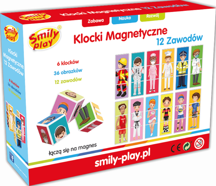 Klocki magnetyczne 12 zawodów Smily Play