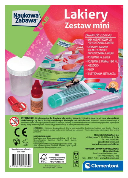 Lakiery Zestaw mini Naukowa Zabawa Clementoni