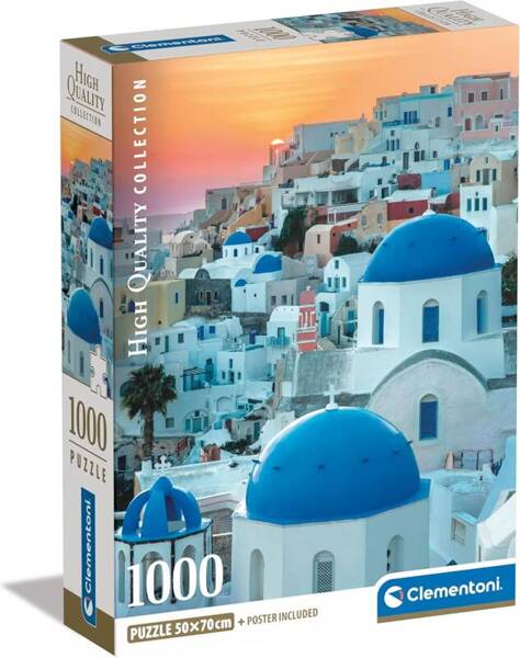 Puzzle 1000 Compact Santorini Grecja Clementoni