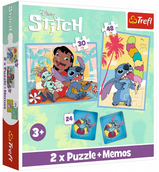 Puzzle 2w1 +memos Wesoly Dzień Lilo i Stitch Trefl