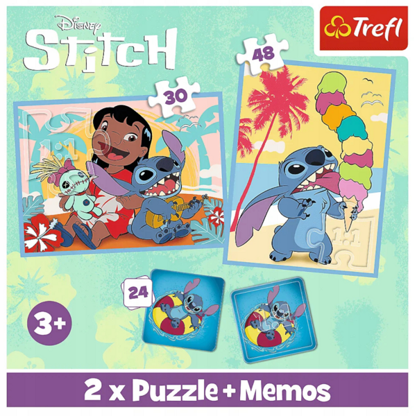 Puzzle 2w1 +memos Wesoly Dzień Lilo i Stitch Trefl