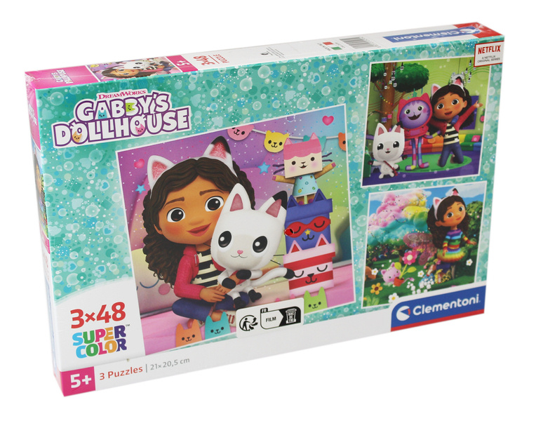 Puzzle 3x48 Super Color Koci Domek Gabi