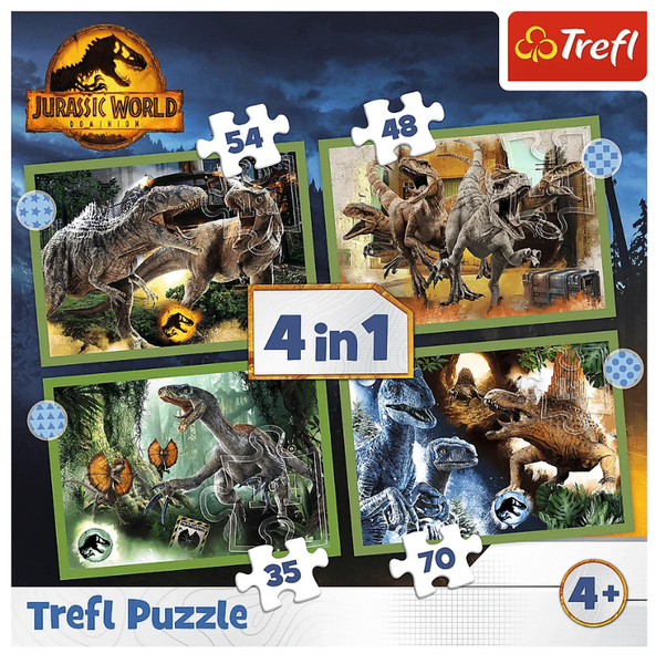 Puzzle 4w1 Groźne Dinozaury Trefl