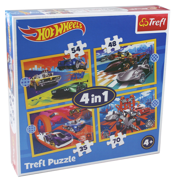 Puzzle 4w1 Pojazdy Hot Wheels Mattel Mattel