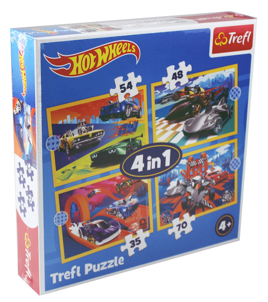 Puzzle 4w1 Pojazdy Hot Wheels Mattel Mattel