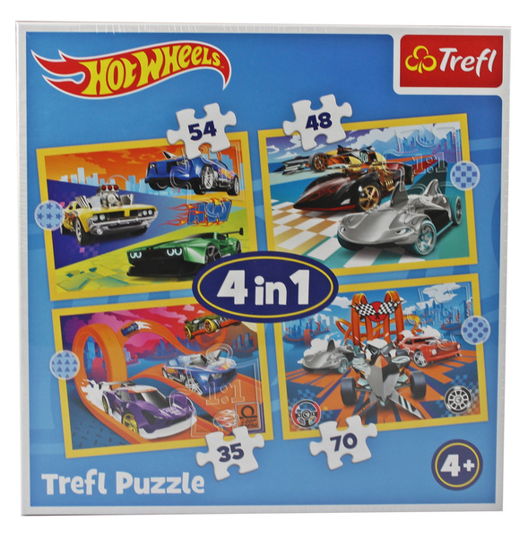 Puzzle 4w1 Pojazdy Hot Wheels Mattel Mattel