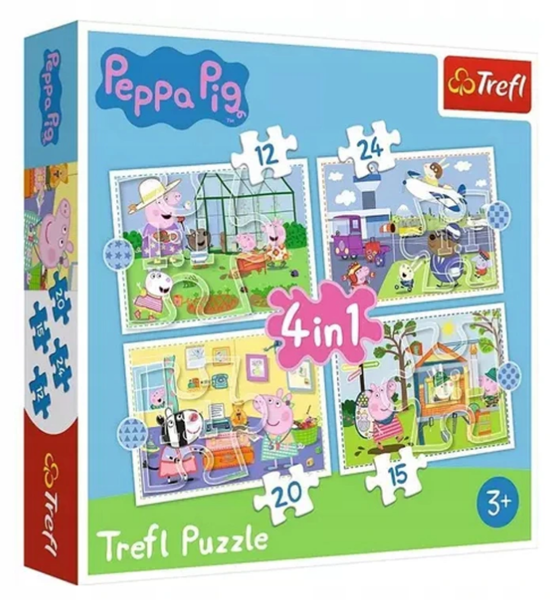 Puzzle 4w1 Wspomnienia z wakacji Świnka Peppa