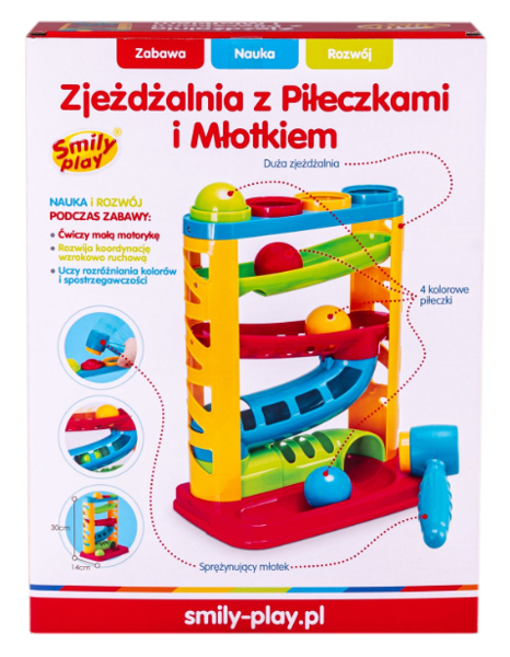 Zjeżdżalnia z piłeczkami i młotkiem Smily Play