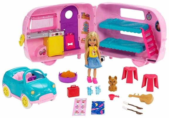 Barbie Chelsea z przyczepą kempingową FXG90 Mattel