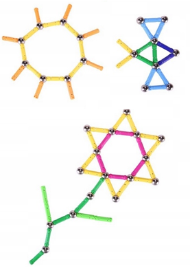 Klocki magnetyczne kolorowy zestaw 3D 