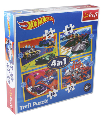 Puzzle 4w1 Pojazdy Hot Wheels Mattel Mattel