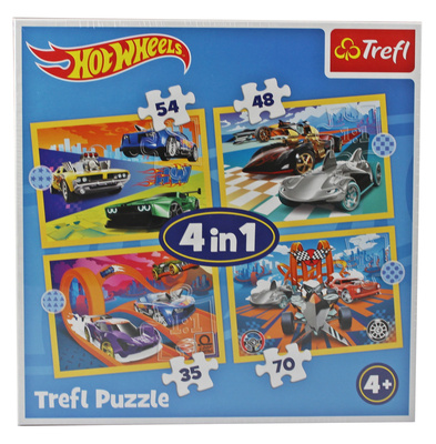 Puzzle 4w1 Pojazdy Hot Wheels Mattel Mattel