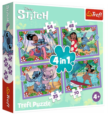 Puzzle 4w1 Szalony dzień Lilo i Stitch Trefl